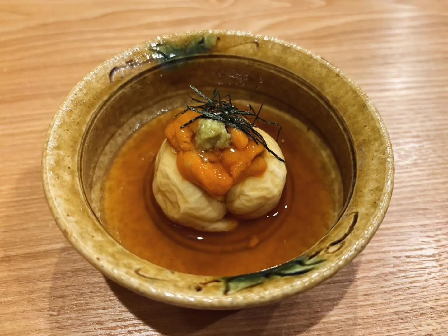 もちもち湯葉とウニのあんかけ。